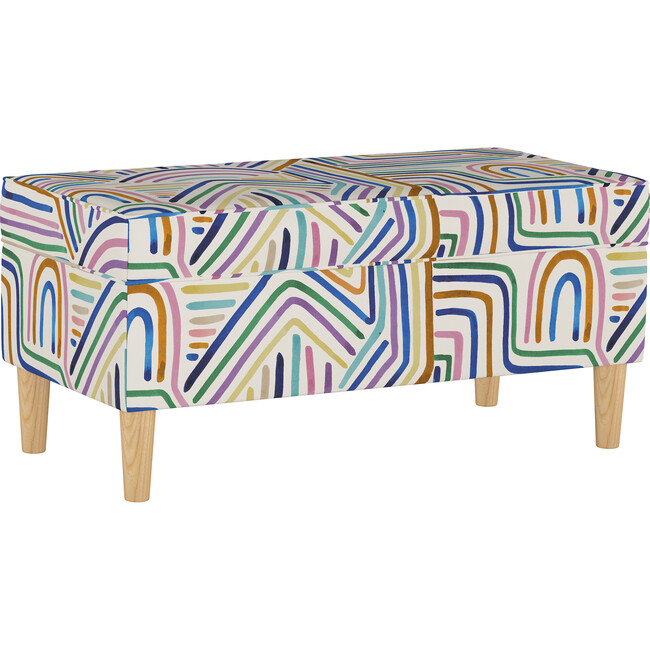 Astrid Storage Bench, Rainbow Stripes Multi - Accent Seating - 2