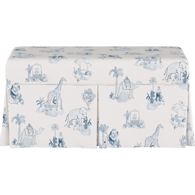 Skirted Storage Bench, Malin Toile Blue - Ottomans - 1