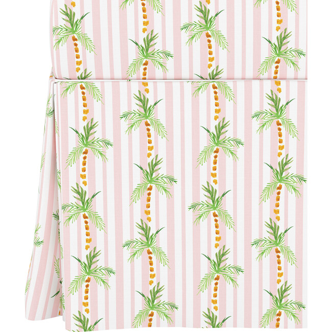 Skirted Storage Bench, Palm Tree Stripe Pink - Ottomans - 3