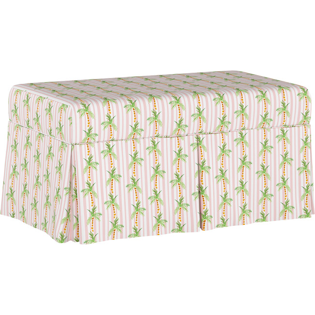 Skirted Storage Bench, Palm Tree Stripe Pink - Ottomans - 5