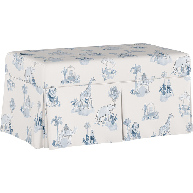 Skirted Storage Bench, Malin Toile Blue - Ottomans - 6