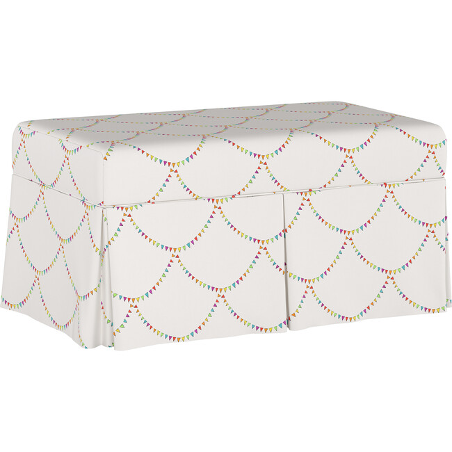 Skirted Storage Bench, Bunting Scallop Multi - Ottomans - 5