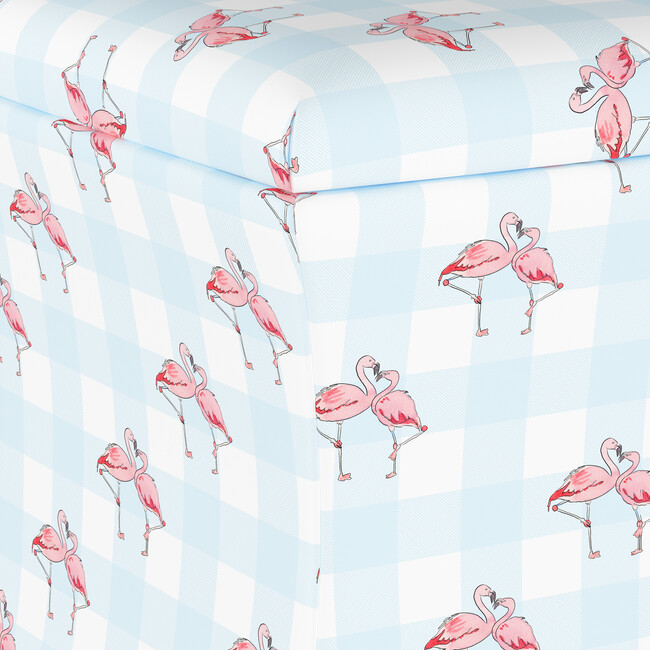 Storage Ottoman, Flamingo Gingham Blue - Ottomans - 3
