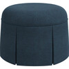 Beatrix Skirted Ottoman, Navy Linen - Ottomans - 1 - thumbnail