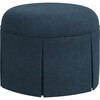 Beatrix Skirted Ottoman, Navy Linen - Ottomans - 2