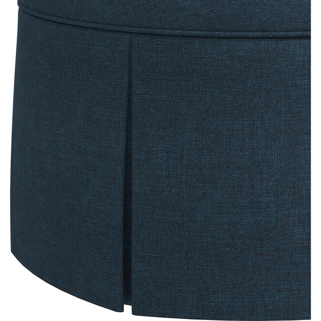 Beatrix Skirted Ottoman, Navy Linen - Ottomans - 5