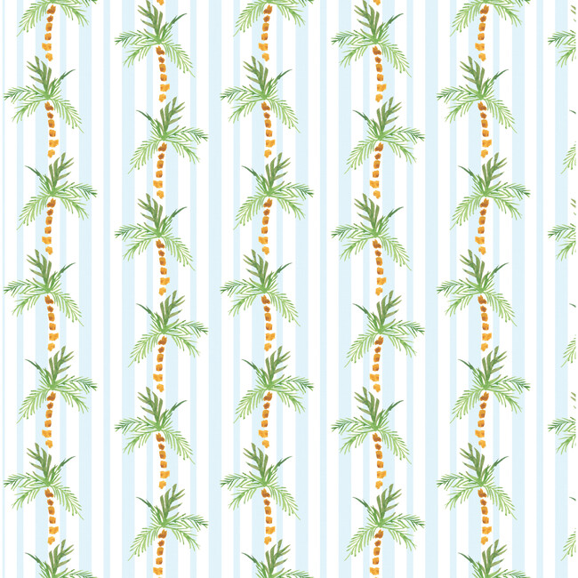 Pillow, Palm Tree Stripe Blue - Decorative Pillows - 3
