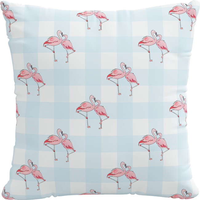 Pillow, Flamingo Gingham Blue