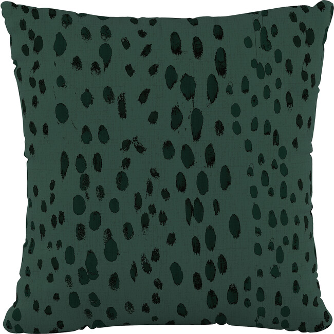 18" Decorative Pillow, Emerald Leopard Linen