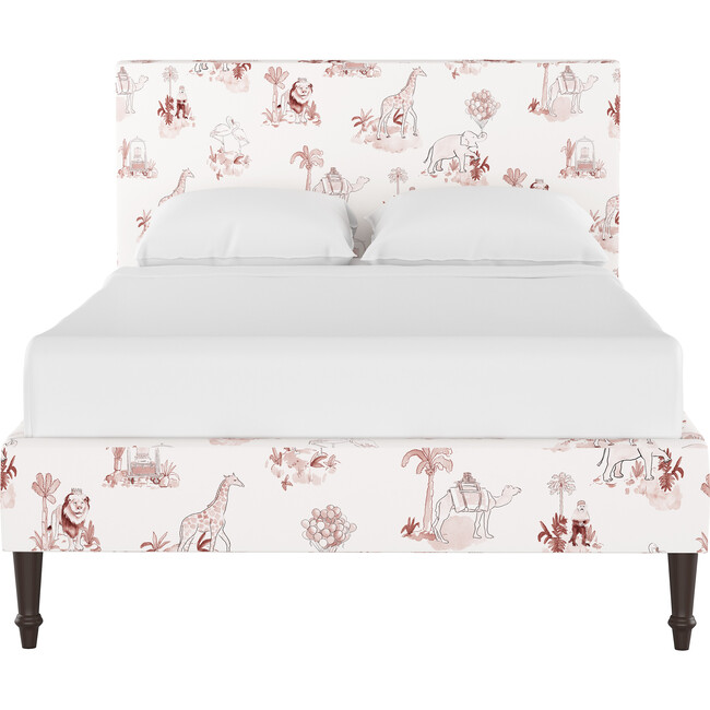 Platform Bed with Fancy Cone Leg, Malin Toile Pink