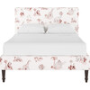Platform Bed with Fancy Cone Leg, Malin Toile Pink - Beds - 1 - thumbnail