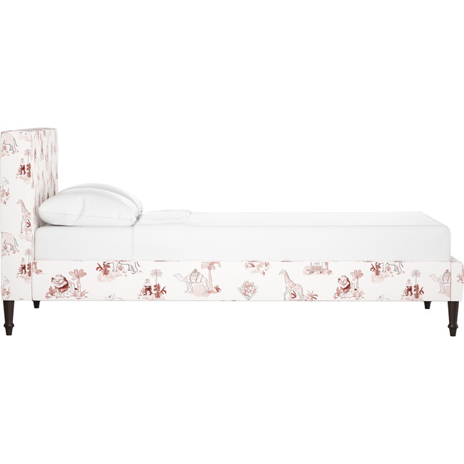 Platform Bed with Fancy Cone Leg, Malin Toile Pink