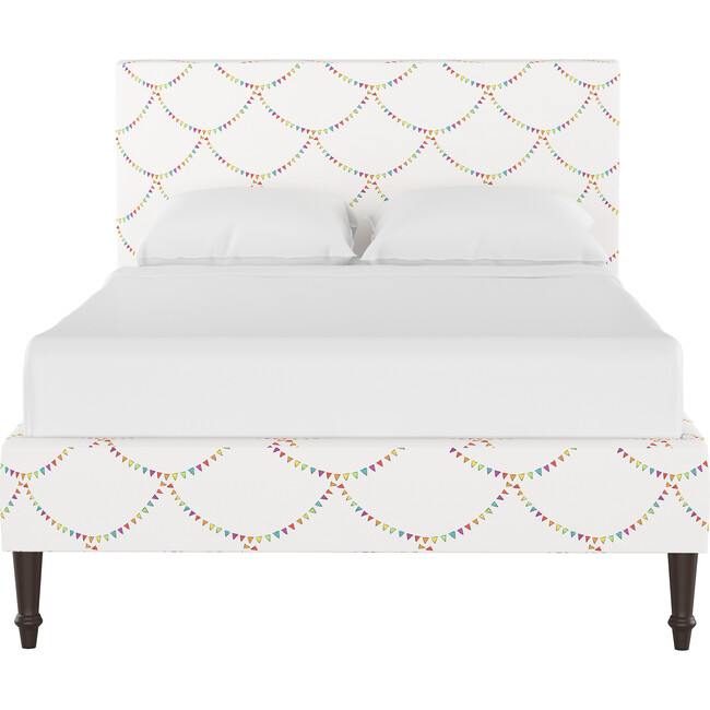 Platform Bed with Fancy Cone Leg, Bunting Scallop Multi