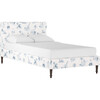 Platform Bed with Fancy Cone Leg, Malin Toile Blue - Beds - 5