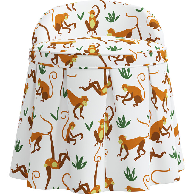 Aurora Kids' Skirted Vanity Stool, Monkey Bright - Kids Seating - 1
