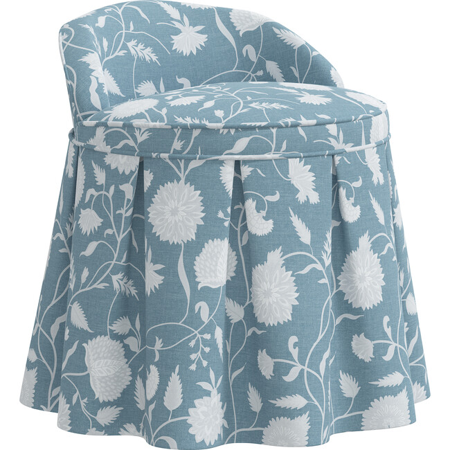 Aurora Kids' Skirted Vanity Stool, Icy Blue Dahlia
