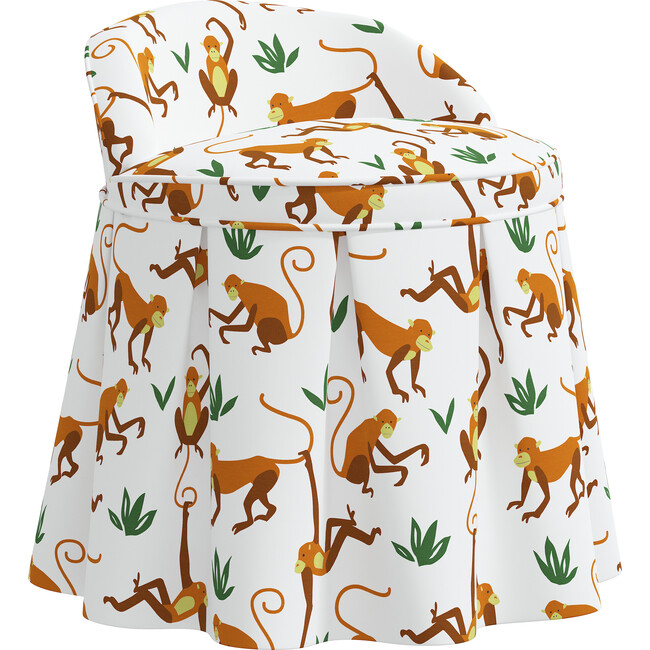 Aurora Kids' Skirted Vanity Stool, Monkey Bright - Kids Seating - 2