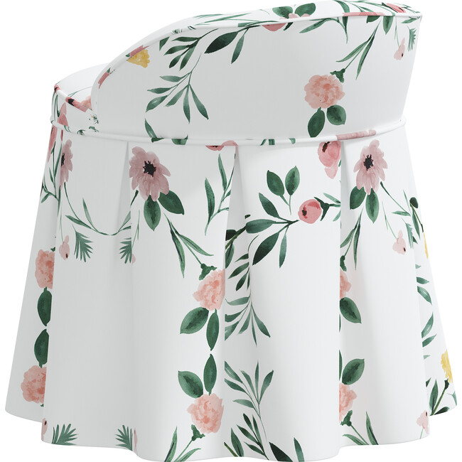Aurora Kids' Skirted Vanity Stool, Kaleidoscope Floral Blush - Kids Seating - 3