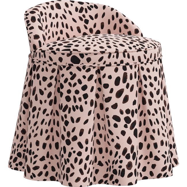 Aurora Kids' Skirted Vanity Stool, Rose Cheetah - Kids Seating - 2