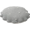 Round Knitted Biscuit Cushion, Grey - Decorative Pillows - 2 - thumbnail