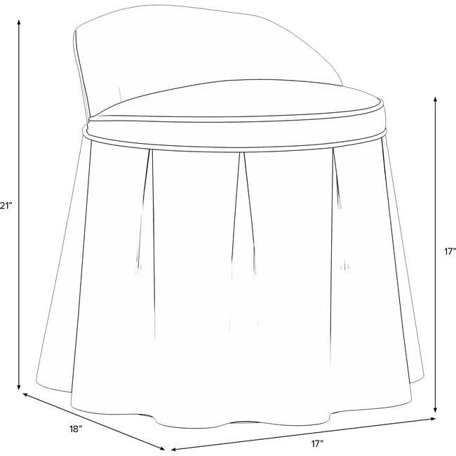 Aurora Kids' Skirted Vanity Stool, Kaleidoscope Floral Blush - Kids Seating - 6