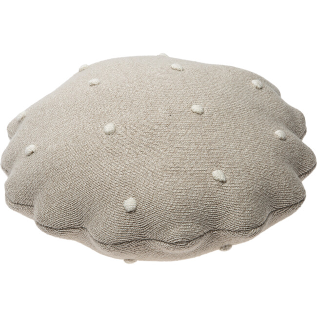 Round Knitted Biscuit Cushion, Dune - Decorative Pillows - 2