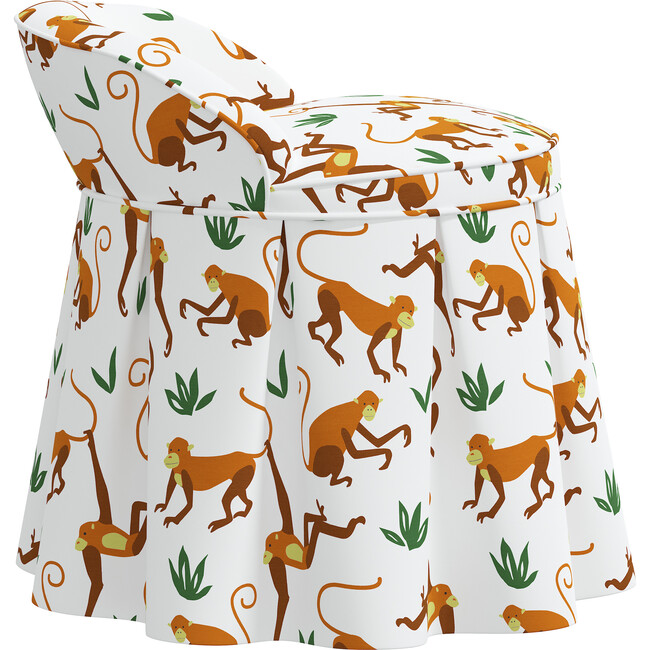 Aurora Kids' Skirted Vanity Stool, Monkey Bright - Kids Seating - 7