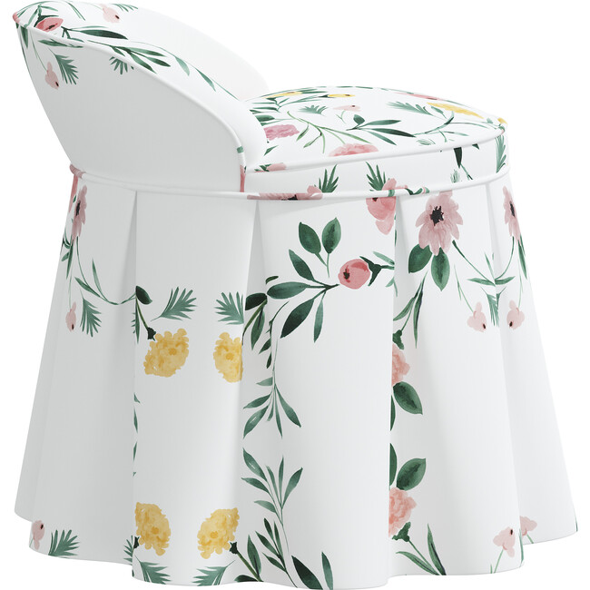 Aurora Kids' Skirted Vanity Stool, Kaleidoscope Floral Blush - Kids Seating - 7