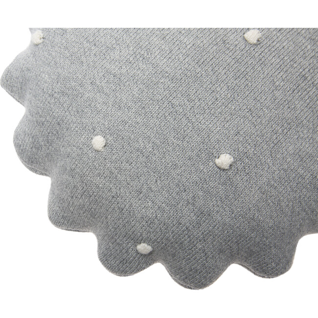 Round Knitted Biscuit Cushion, Grey - Decorative Pillows - 5