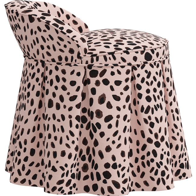 Aurora Kids' Skirted Vanity Stool, Rose Cheetah - Kids Seating - 7