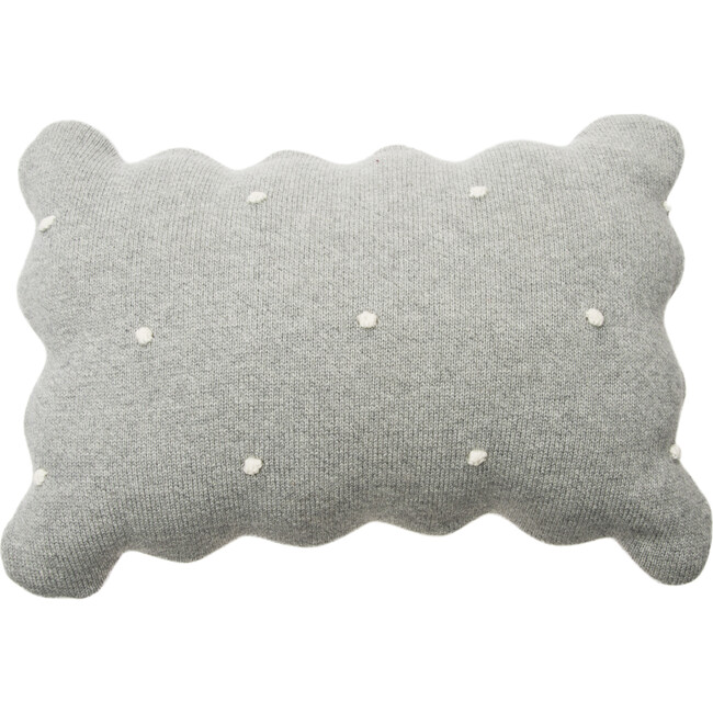 Knitted Biscuit Cushion, Grey - Decorative Pillows - 1