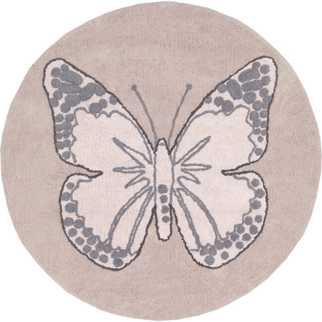 Butterfly Vintage Washable Rug, Nude