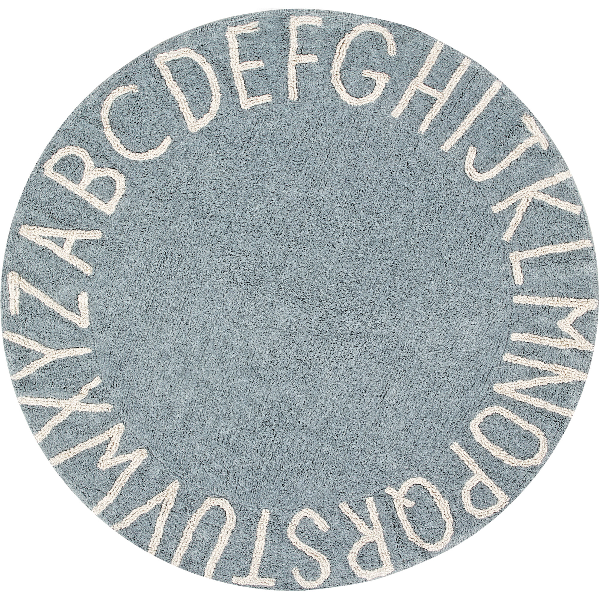 ABC Round Washable Rug, Vintage Blue/Natural - Rugs - 1