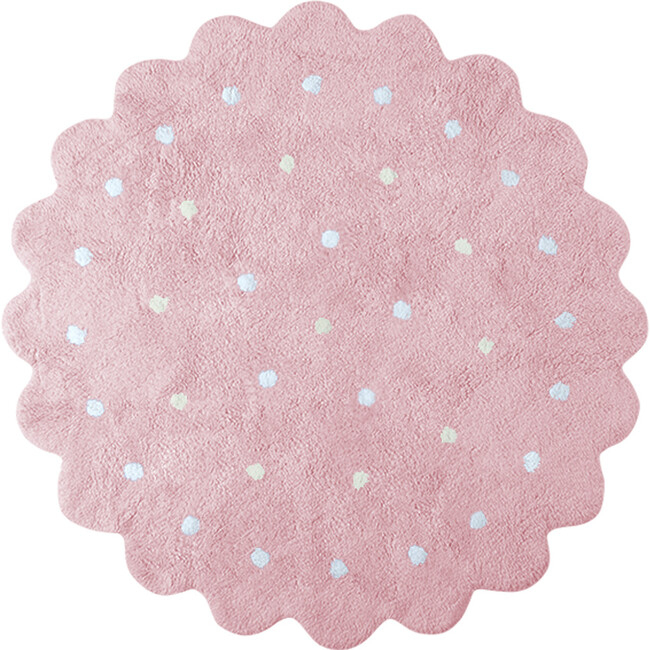 Little Biscuit Washable Round Rug, Pink