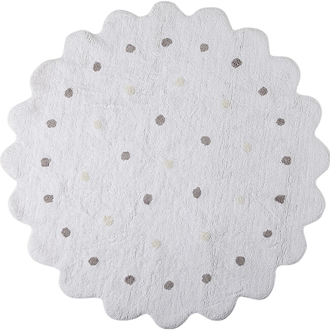 Little Biscuit Washable Round Rug, White