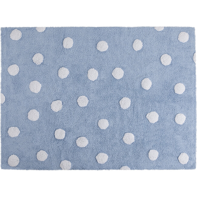 Polka Dots Washable Rug, Blue/White