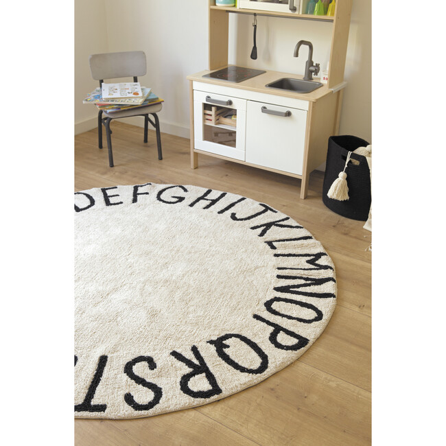 ABC Round Washable Rug, Black/Natural - Rugs - 7