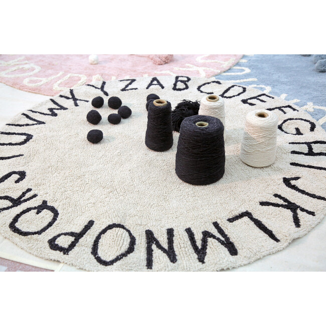 ABC Round Washable Rug, Black/Natural - Rugs - 8