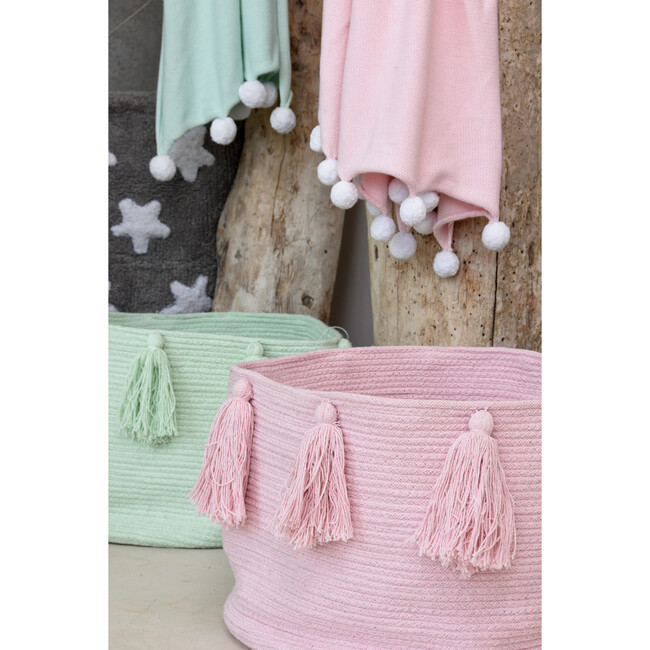 Tassels Basket, Soft Mint - Storage - 7