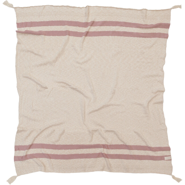Striped Knitted Blanket, Vintage Nude - Blankets - 1