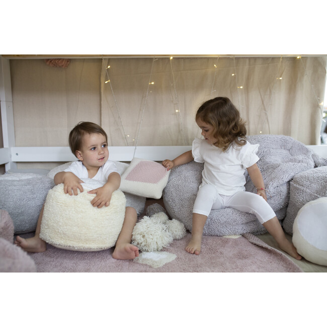 Knitted Bonbon Cushion, Vanilla/White - Decorative Pillows - 6