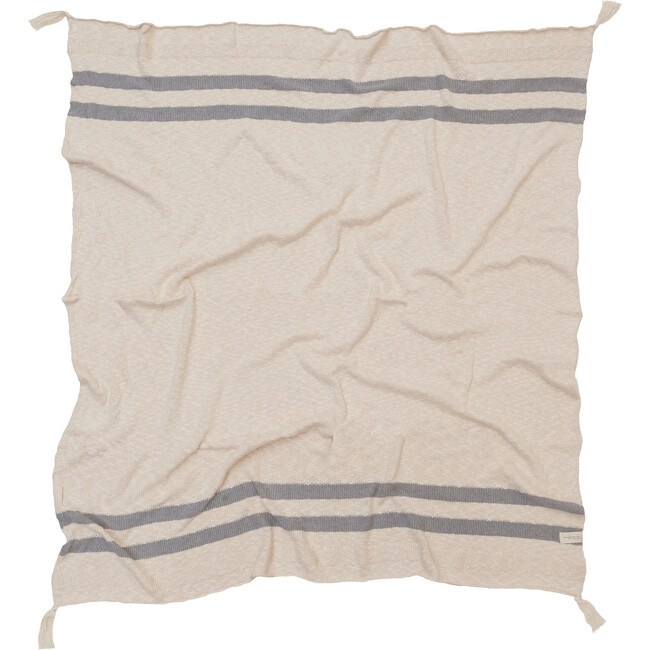 Striped Knitted Blanket, Grey - Blankets - 1