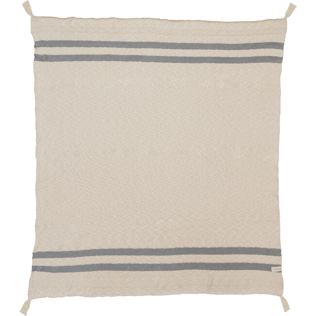 Striped Knitted Blanket, Grey - Blankets - 2