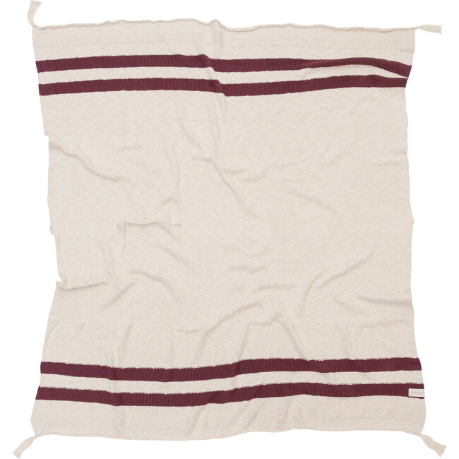 Striped Knitted Blanket, Burgundy - Blankets - 1