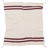 Striped Knitted Blanket, Burgundy - Blankets - 1 - thumbnail