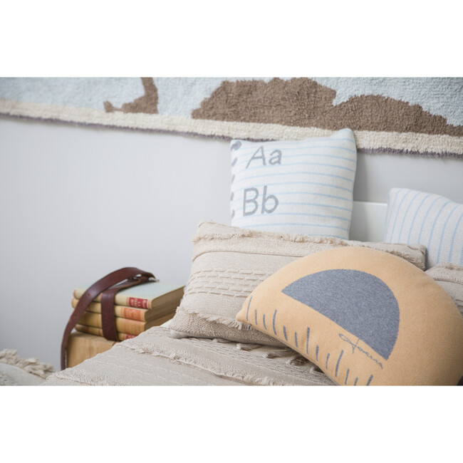 Ruler Knitted Washable Pillow, Yellow - Decorative Pillows - 6