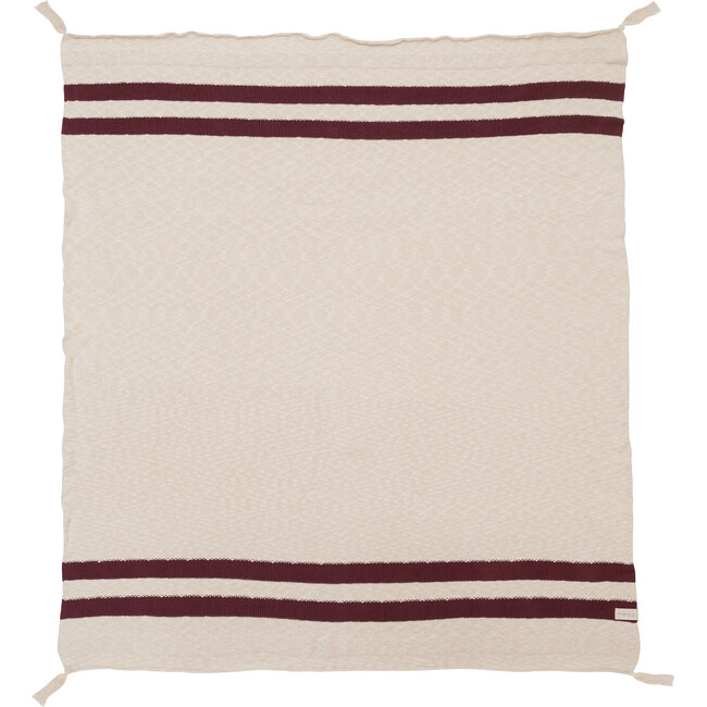 Striped Knitted Blanket, Burgundy - Blankets - 2