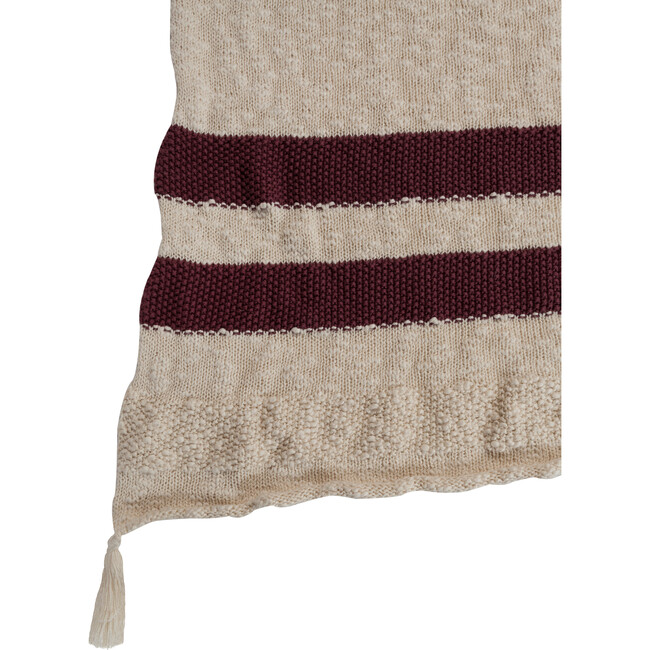 Striped Knitted Blanket, Burgundy - Blankets - 4