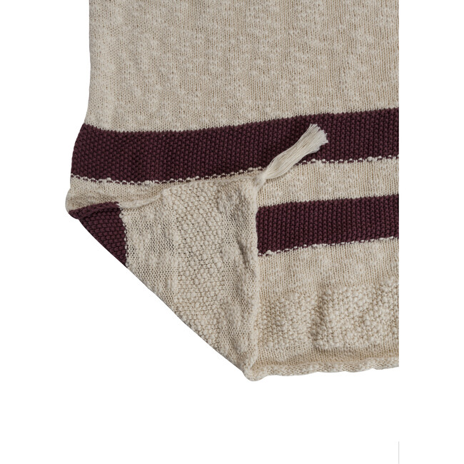 Striped Knitted Blanket, Burgundy - Blankets - 5