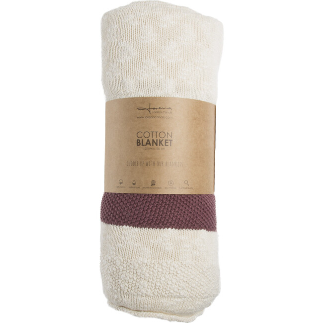 Striped Knitted Blanket, Burgundy - Blankets - 6